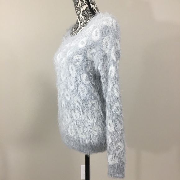 APT.9 Animal Print Metallic Grey Fuzzy Sweater M - Picture 10 of 15